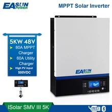 EASUN POWER — onduleur 5000W 500V DC entrée PV 230V AC, 48V DV, 80 A, MPPT, commande LCD, USB, Bluetooth