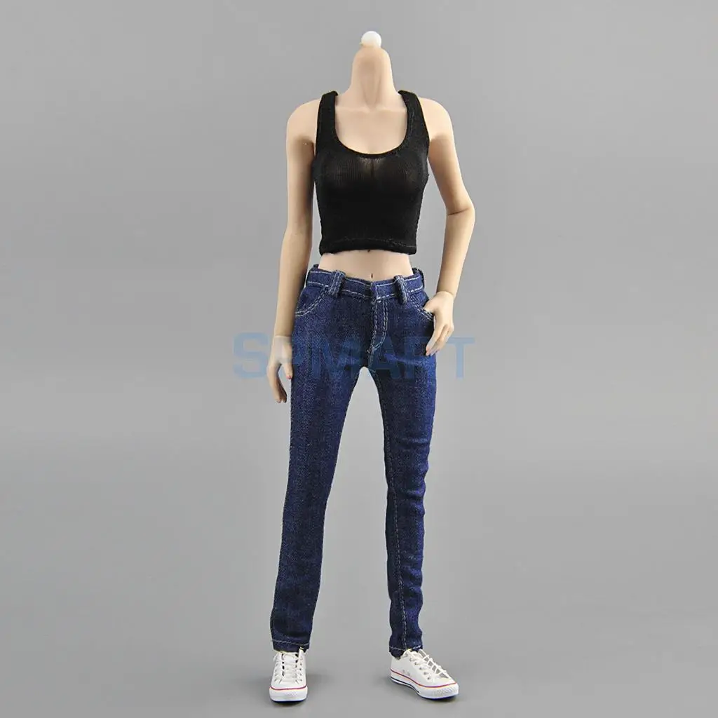 1/6 Scale Female Blue Lattices Shirt &Jeans Women Clothes for 12