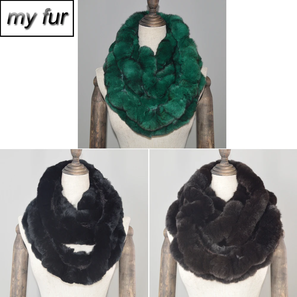 

Hot Sale Winter Women Real Rex Rabbit Fur Scarf Lady Warm Knit Real Rex Rabbit Fur Scarfs Natural Real Rex Rabbit Fur Scarves