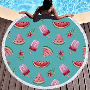 

Summer new Beach Towel 3D Printed Vacation Seaside Fruits Food sweet Ice Cream Cake Pool bath towel Shower swimming soft Blanket