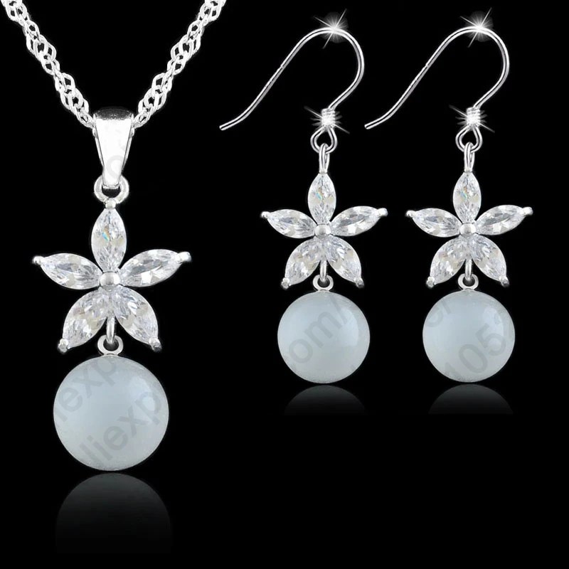 Комплект из колье и серёг серебра 925 пробы с фианитом|jewelry fashion jewelry|jewelry jokesjewelry ballet