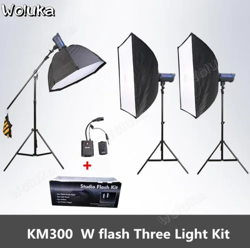 

Flash 600W*3 Light Set Soft Light Box Set Clothing Portrait Photography Photo Flash KM-600W Photographic Equipment CD50 T08