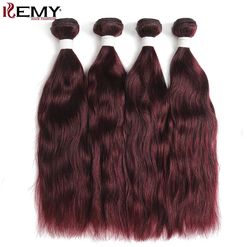 

99J/Burgundy Natural Wave Human Hair Weaves Bundle KEMY HAIR 2/3/4 PCS Brazilian Human Hair Extensions NonRemy Red Hair Bundes