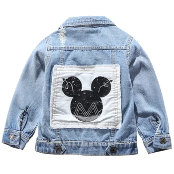 

Children Mickey Denim Jacket Coat 2020 New Spring Autumn Kids Fashion Outerwear Boys Girls Hole Cartoon Jeans Coat For 2-7 Yrs