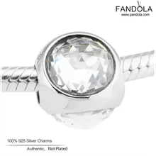 Стерлингового серебра 925 Сияющие капли, Шарм с прозрачными фианитами бусины для изготовления ювелирных изделий Подходит для оригинальных шармов браслет Berloque