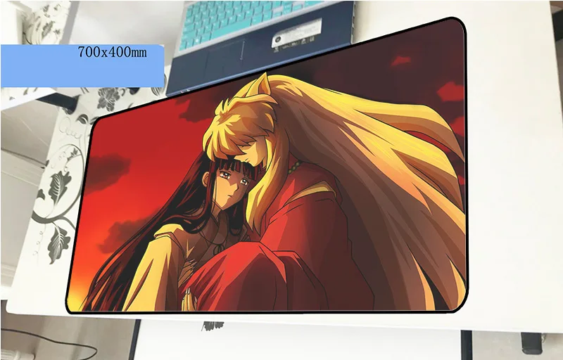 

inuyasha mousepad 700x400x3mm High-end gaming mouse pad gamer mat locked edge game computer desk padmouse keyboard play mats