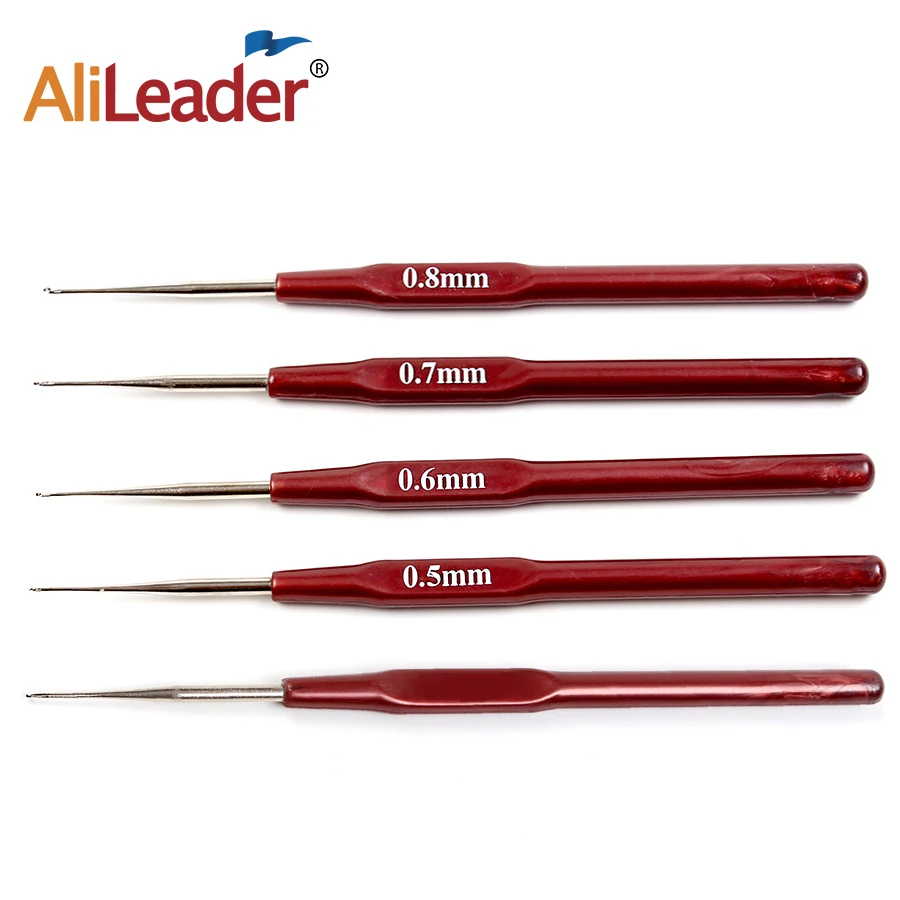 4 Pcs/Lot Hook Needle Crochet Micro Hook For Making Braiding Dreadlock Hair Tools 0.5Mm 0.6Mm 0.7Mm 0.8Mm Smooth Handle 1