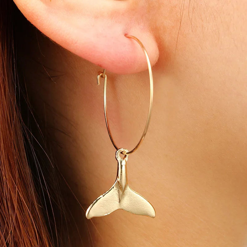 

Alloy Women Stud Earrings Mermaid Charm Round 2 color fishtail Summer Jewelry Ocean Style 1 Pairs Women Antique Jewelry