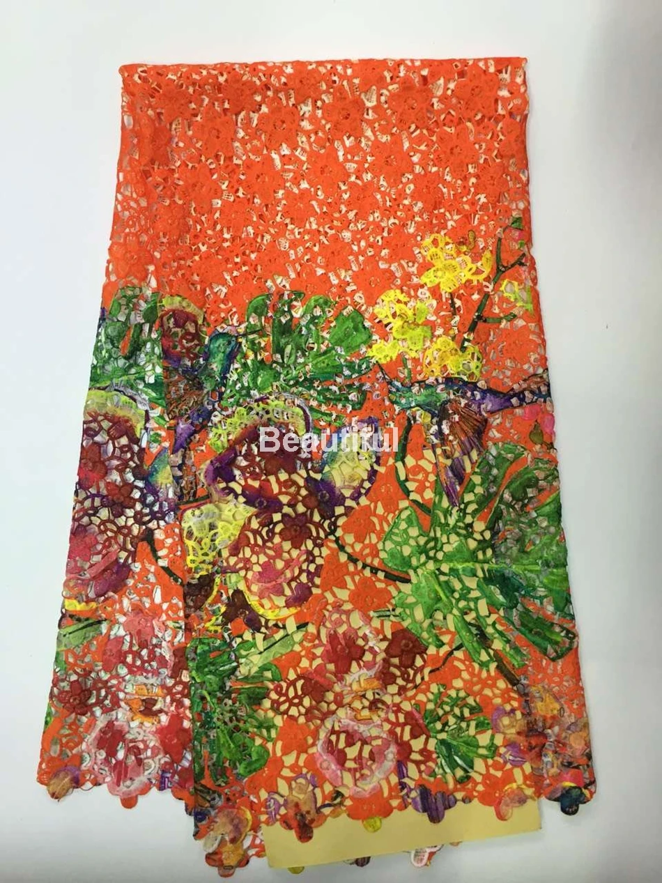 

Hot sales plain color African colorful printed guipure lace / Cupion Lace fabric for wedding/party african guipure lace fabric