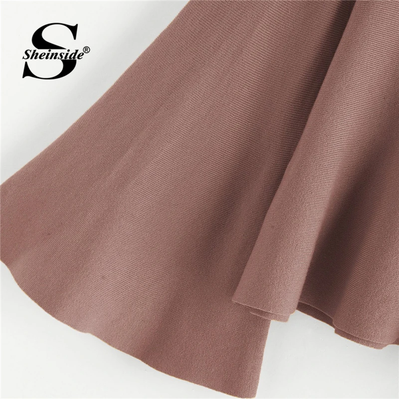 Sheinside Ginger Burgundy Pink 3 Color Women Sweater Stand Collar Bell Sleeve Solid Jumper 2018 Autumn Elegant Knitted Sweaters Sheinside Ginger Burgundy Pink 3 Color Women Sweater Stand Collar Bell Sleeve Solid Jumper 2018 Autumn Elegant Knitted Sweaters