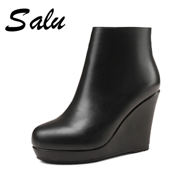 Tacón Redonda ms Niupi Mano Las De Cuero Mujeres Punta Señoras Salu A Zapatos Rojo Cuñas Genuino Hecha Botas Botines Cremallera Alto Cortas Negro qHOxnTw