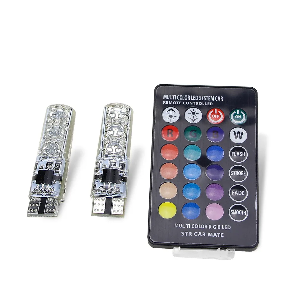 

Car Signal Lights RGB T10 w5w LED Bulb 12V Remote Control Light for Remote Control Lamps Bulbs Decorative lamp Wide light