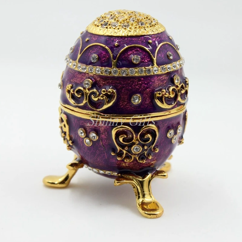 Purple Faberge Egg Trinket Box Handmade Pewter Jewelry Boxin Bottles