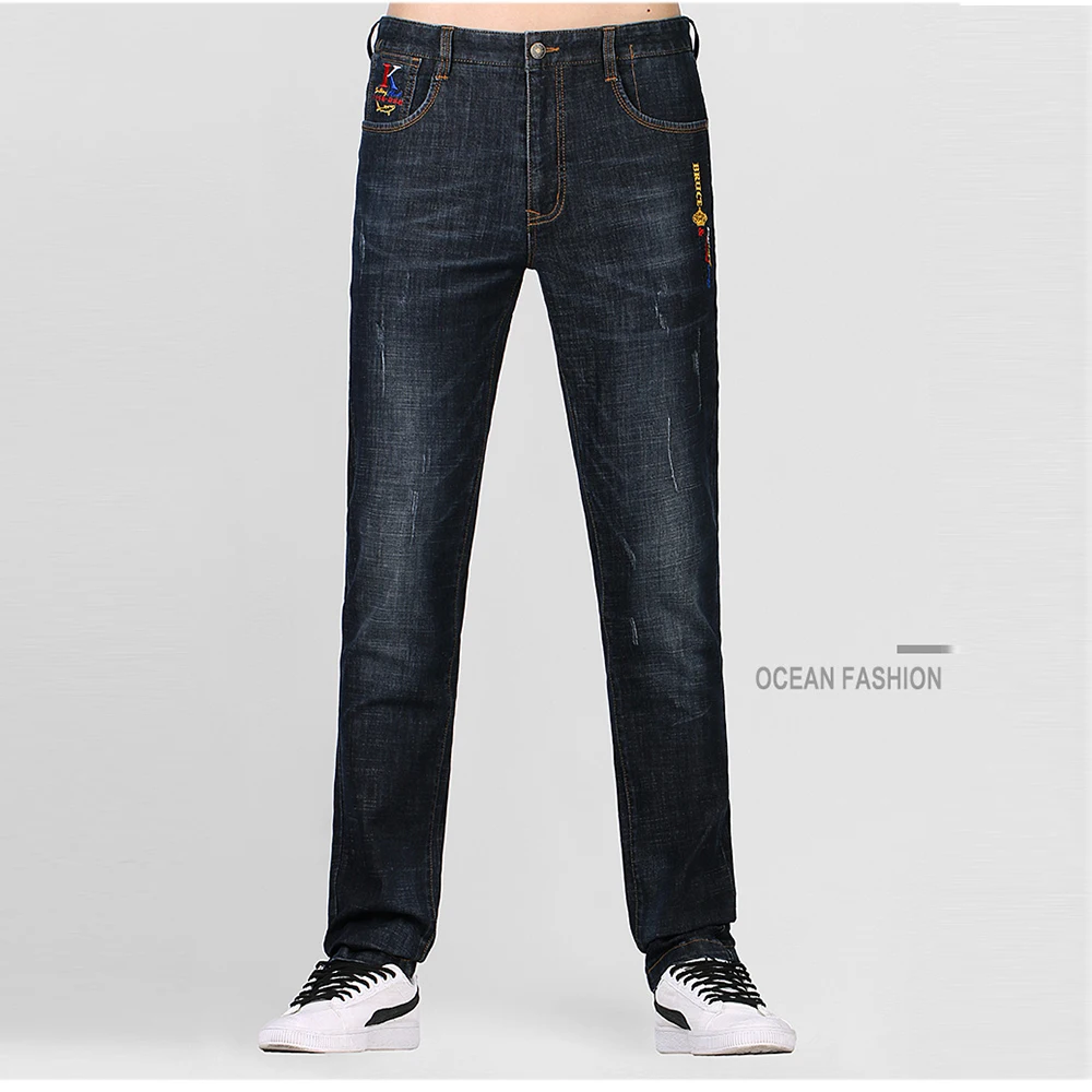Брюс и Акула новые джинсы мужские модные повседневные высококачественные прямые мужские джинсы с вышивкой хлопковые легкие большие размеры 28 до 42 8262