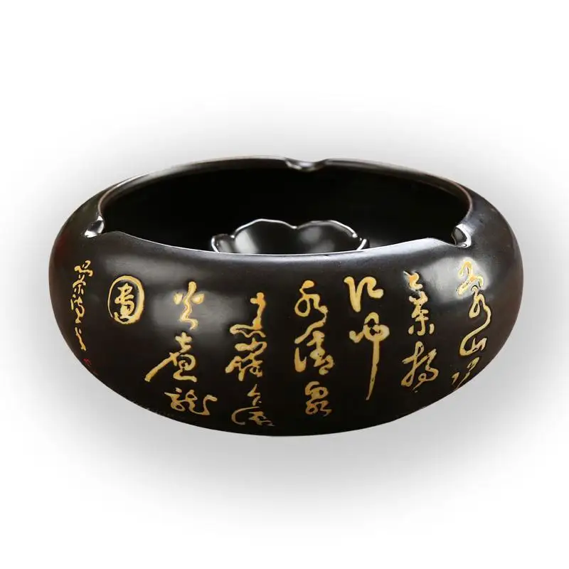 The ashtray ceramic simple creative European fashion personality living room large  Anti  wind  Chinese antique ornaments exting
