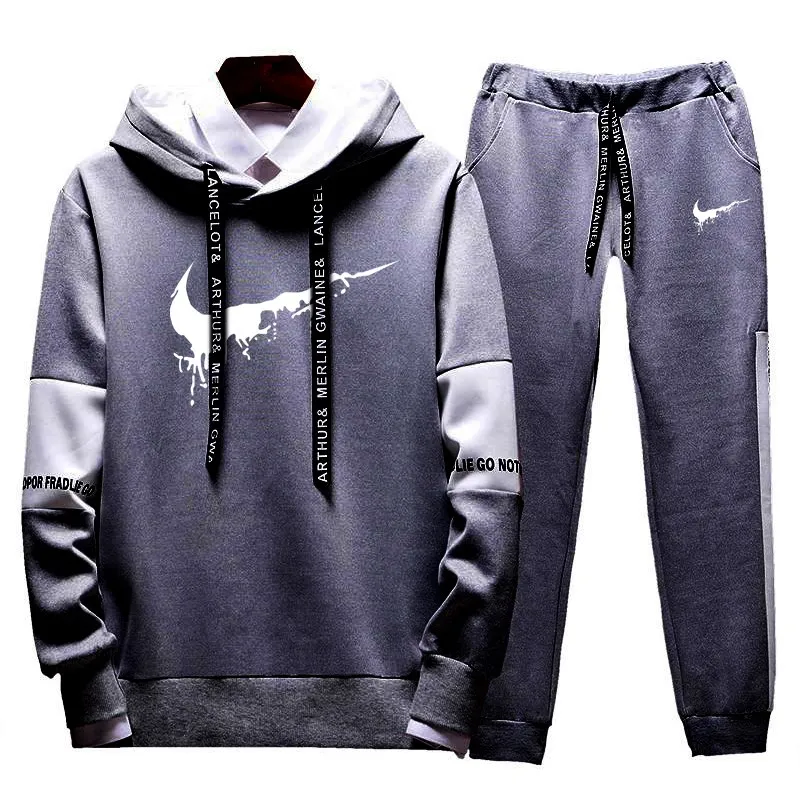 

Men Clothing Set Sportswear Autumn New Hoodies Sweatshirts Sporting Sets 2019 Men's Tracksuits Two Piece Hoodies+Pants 2pcs