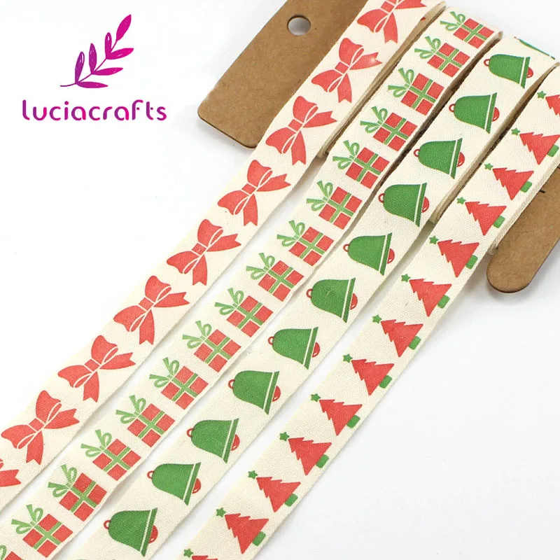 Lucia Crafts 5/8 ''15-16 мм Рождественская мультяшная печать хлопковые ленты подарочная упаковка «сделай сам» аксессуары ручной работы Q0405 - Цвет: Mixed Type 3