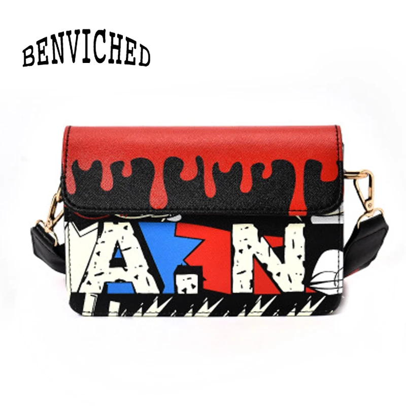 

BENVICHED Small square bag wide shoulder strap Harold breeze slanting bag geometry lady bag multicolour shoulder bag c007