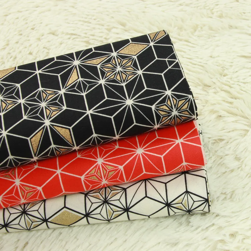 

half yard thin cotton fabric geometric soft breeze gilt print handmade DIY bag garment dress cloth 100% cotton B98