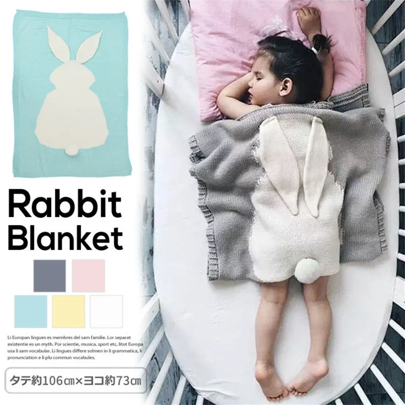 Одеяло детское мягкое трикотажное с рисунком кролика и животных|baby blanket|baby blanket