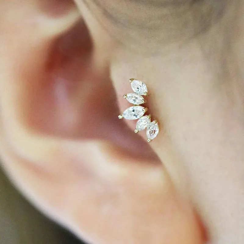 

1Pc Flower Crown Ear Helix Piercing Tragus Earring Stud Conch Earring Gold Silver Color Cz Cartilage Stud Rings