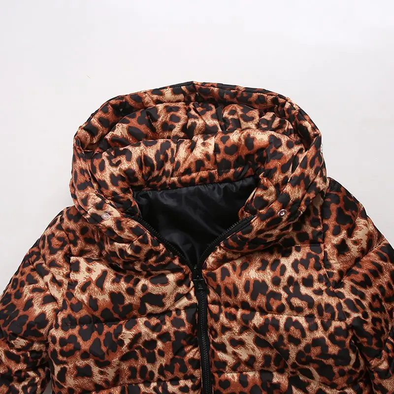 Cotton Padded Jackets Winter Fur Coats Casual Plus Size Blue Womens Parkas Slim Print Leopard Overcoats Hip Hop Female Outwear