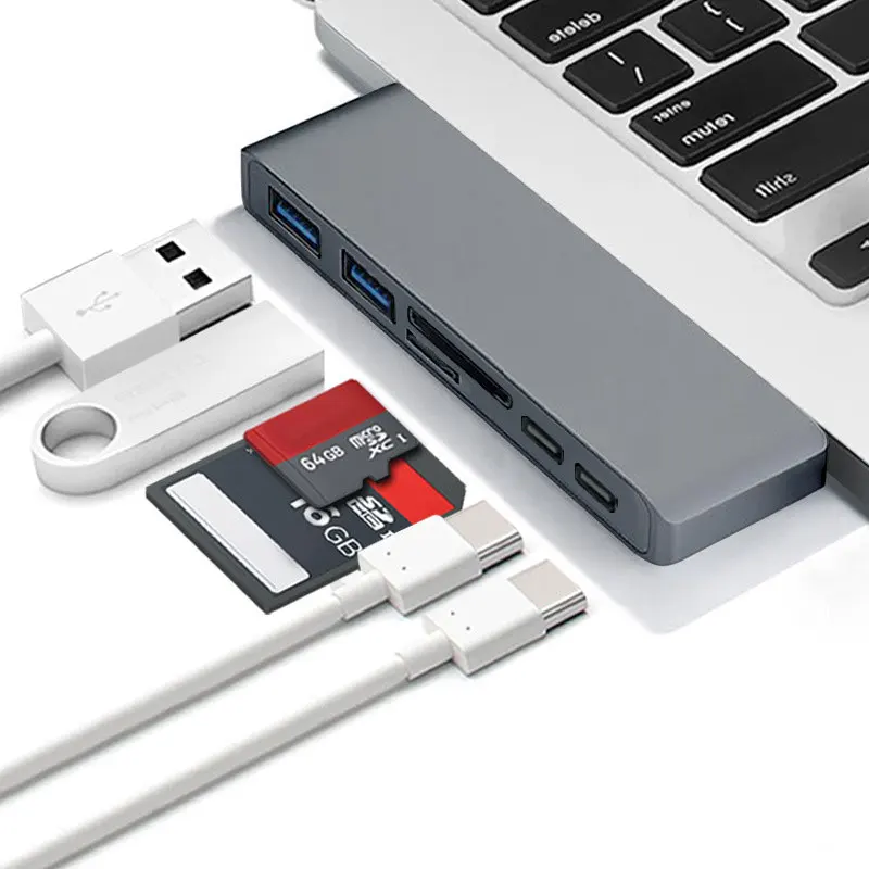 Uosible концентратор USB type C Thunderbolt 3 адаптер USB-C ключ с PD TF/SD кард-ридер слот USB 3,0 для MacBook Pro/Air type-C