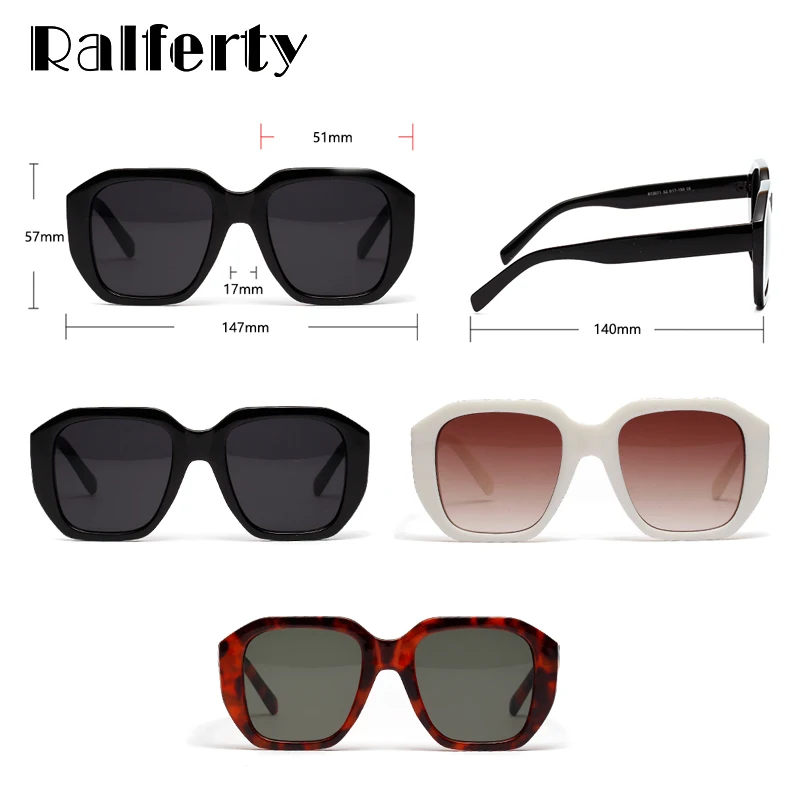 Ralferty, новинка, женские солнцезащитные очки, дизайнерские, корейский стиль, солнцезащитные очки, женские, черные, UV400, очки, квадратная оправа, белые, Oculos W813071