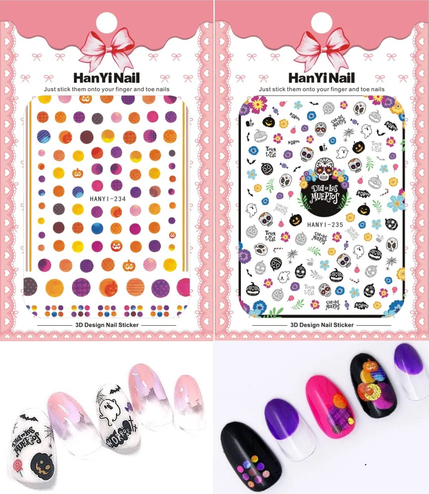 

3 sheet 3D Nail Stickers Designs Ultrathin Japanese Art Viscous 3D Nail Art Stickers Decals Makep Art Decorations HANYI234-235