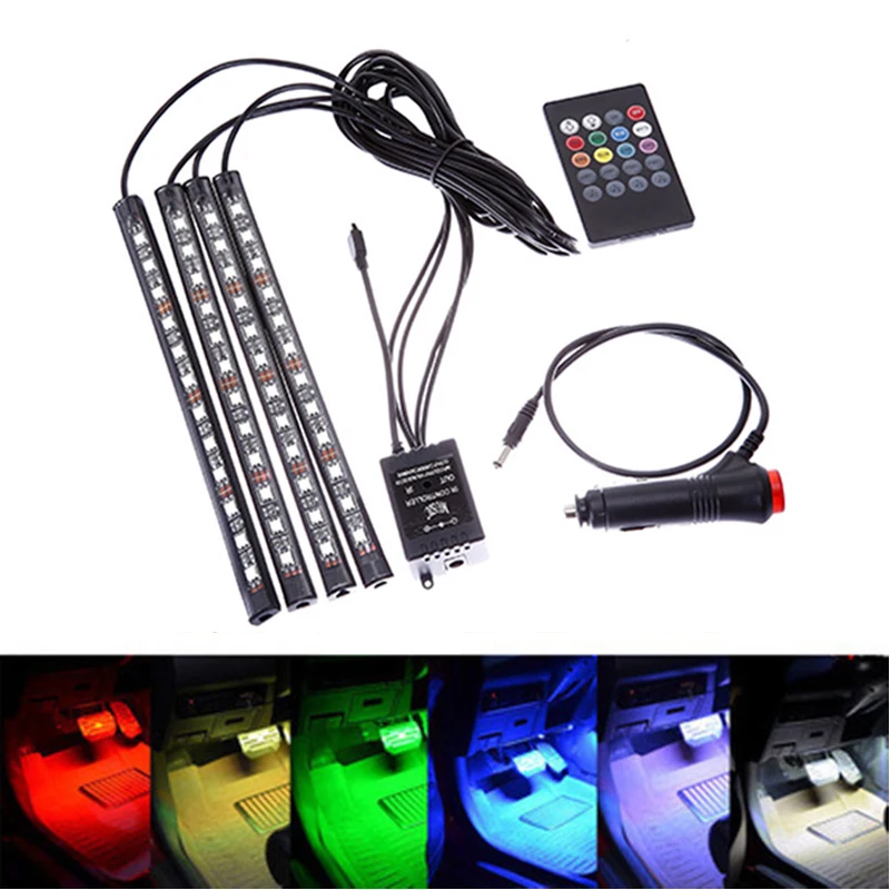 4 шт. автомобильные RGB светодиодные полосы цветные Стайлинг декоративные