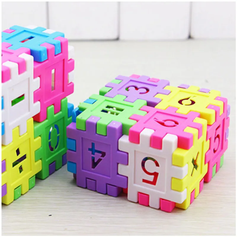 16 pcs/pack Kid's Plastic Digital square Building Blocks Educational Building Blocks Kits Sets