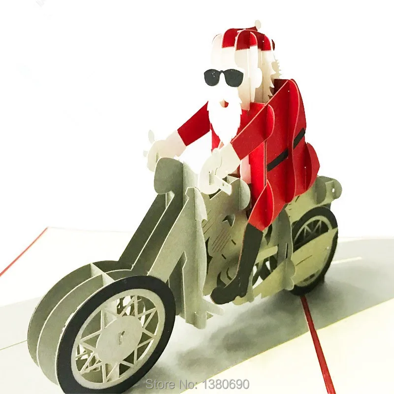 Санта Клаус 3d лазерная резка pop up пользовательские Поздравительные открытки ручной печати Рождество открытка вечеринок 1 шт