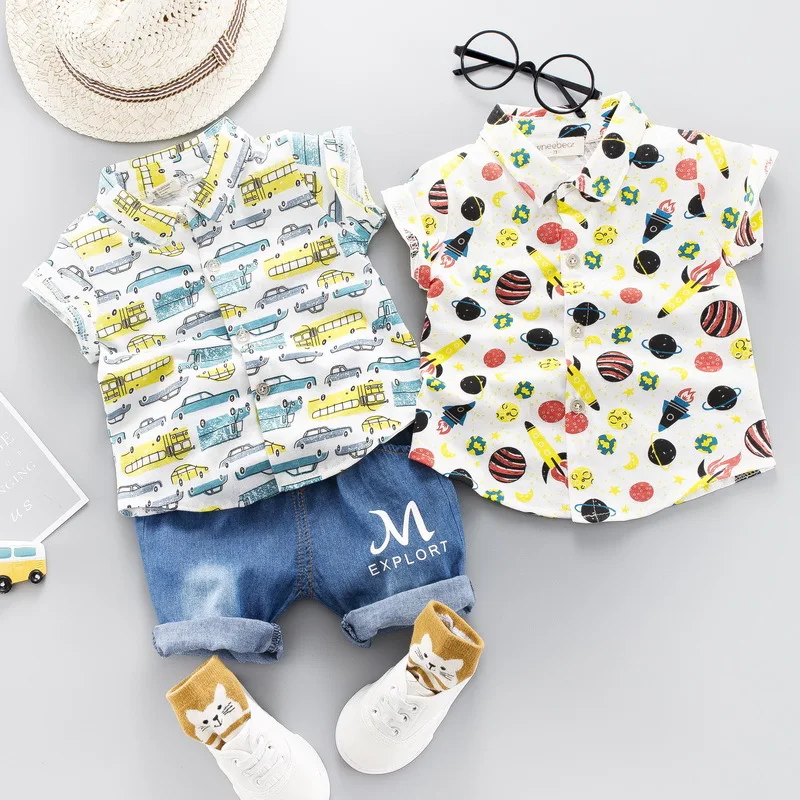 Summer Baby Boy Clothing Set Suit For A Shirt + Jeans 2pcs Outfits Sets 2019 Fashion Casual Children's Kids Clothes |