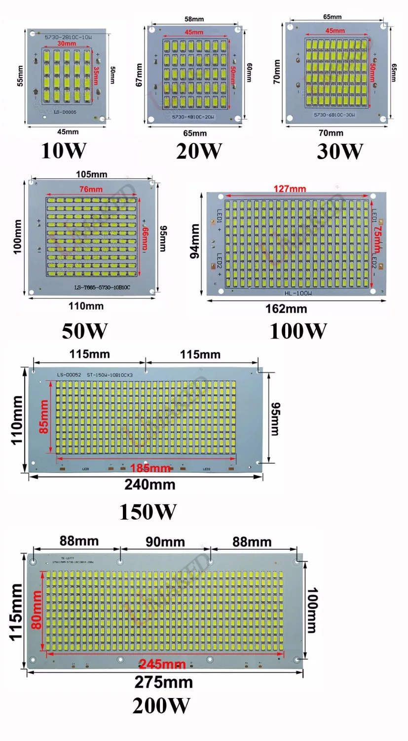 200 Вт 275 лм светодиодный прожектор PCB с SMD5730 119 x мм Светодиодная печатная плата