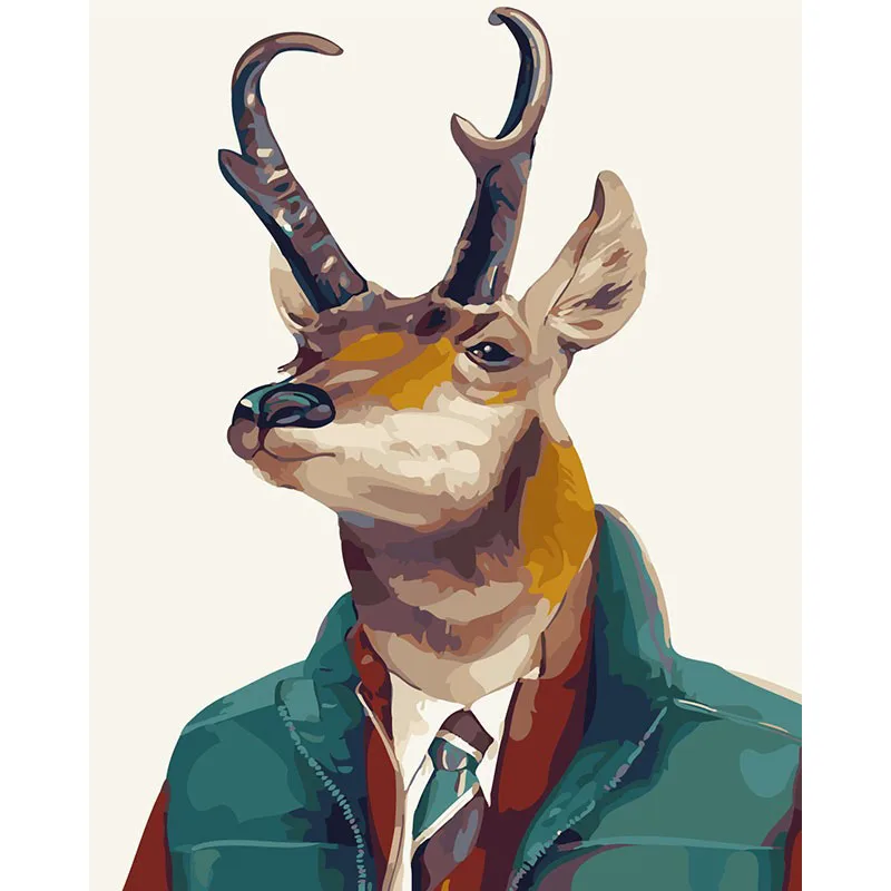 

Mr Deer.40x50cm,Painting By Numbers,DIY,wall Art,Living Room Decoration,Scenery,Figure,Animal,Flower,Cartoon