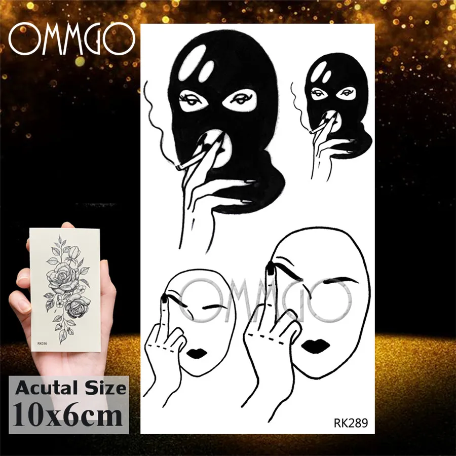 OMMGO нож сексуальная девушка Горячая маленькая временная татуировка наклейка дым