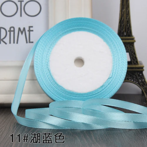 25 Yards/roll) Satin Ribbon Gift Packing Christmas Decoration Diy Ribbons Handmade Bow Craft Ribbons Card Gifts Wrapping 6mm - Цвет: lake blue