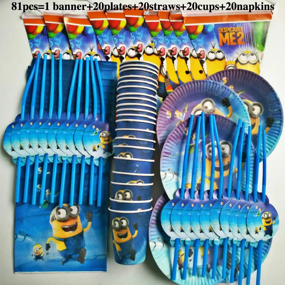 81 Pcs 20 Orang Selamat Ulang Tahun Anak Minions Baby Shower Party Decoration Set Meja Kain Banner Sedotan Cangkir Piring Pemasok Partai Pakai Peralatan Makan Aliexpress