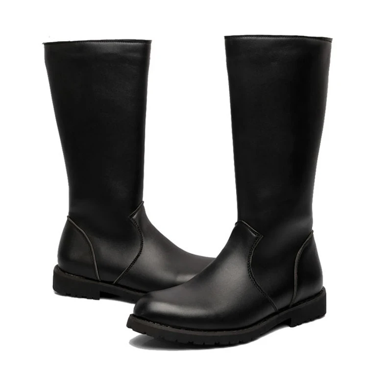 Aleafalling/мужские классические ботильоны на низком каблуке; кожаные ботинки высокого качества на молнии для мальчиков; мужские ботинки на платформе; сезон осень-зима; MBT02