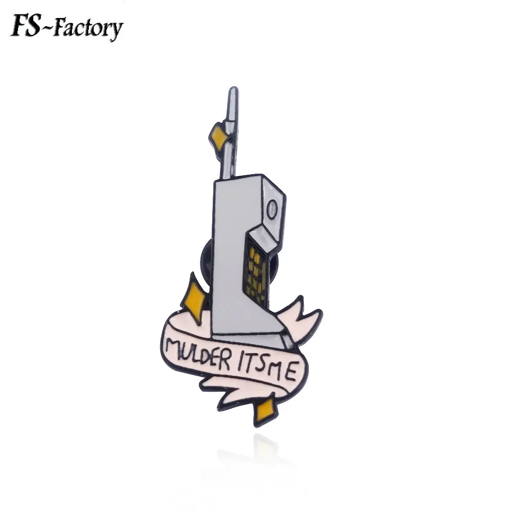 

X-Files Alien 90s Scully Phone Enamel Pins Brooch Letter Mulder It's Me Badge Brooches for Women Men Kids Christmas Gift Jewelry