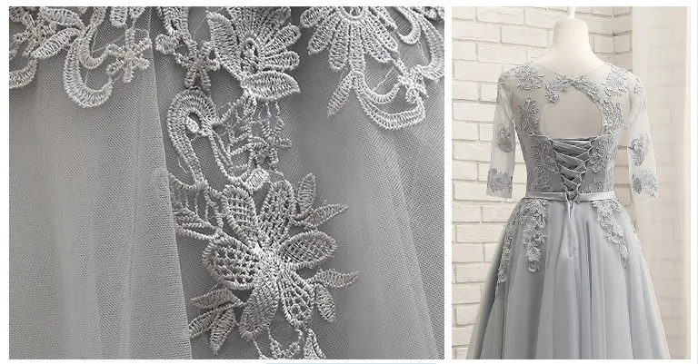 Скромный чай Длина платья подружек невесты Мода 2019 г. дизайн серый платье подружки невесты женские с рукавом бальное B3721