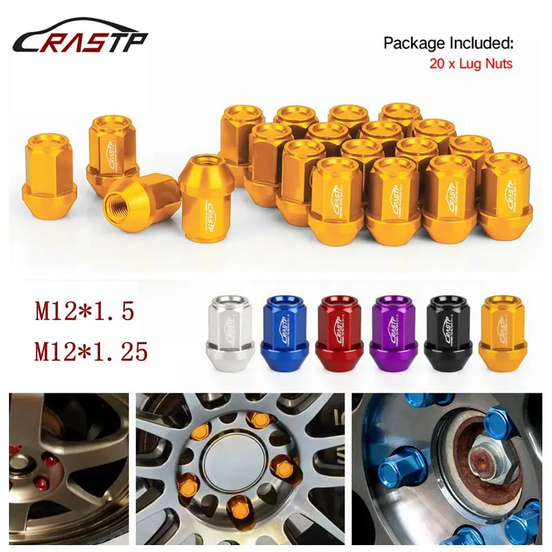 

RASTP - New Arrived Colorful 20PCS M12x1.5 Racing Forged 7075-T6 Lightweight Wheel Lug Nuts 35MM Car Accessories RS-LN045