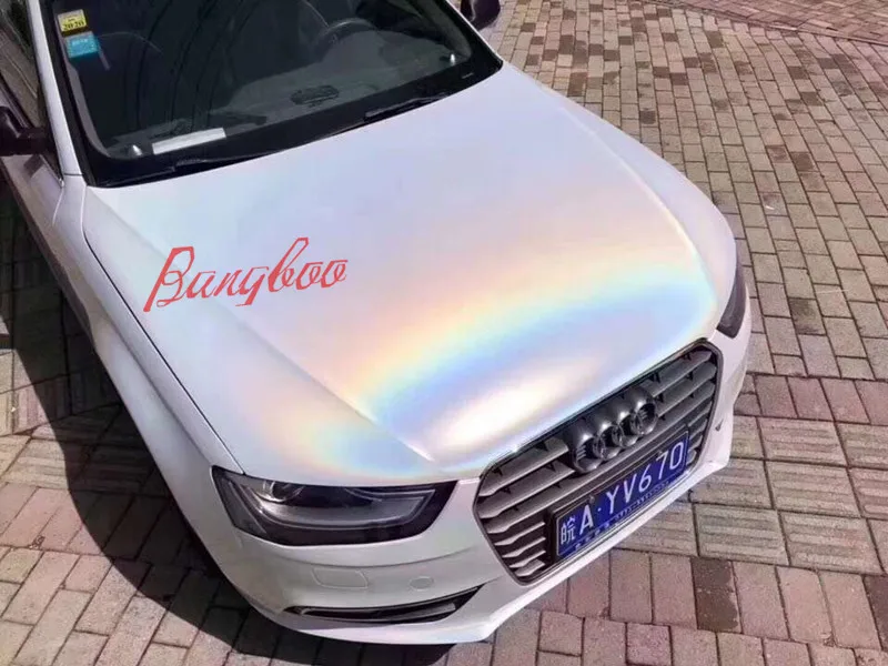 Горячая продажа 1 52x18 м Голографическая Лазерная Хромовая белая Радужная