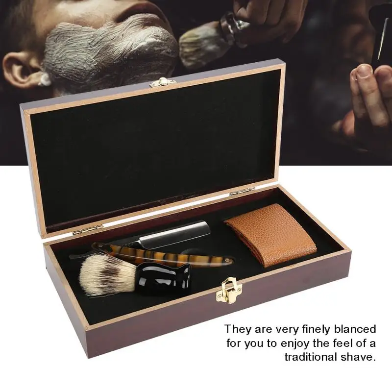 Buy Men's Shaving Wooden Box Kit Barber Shaving Kit