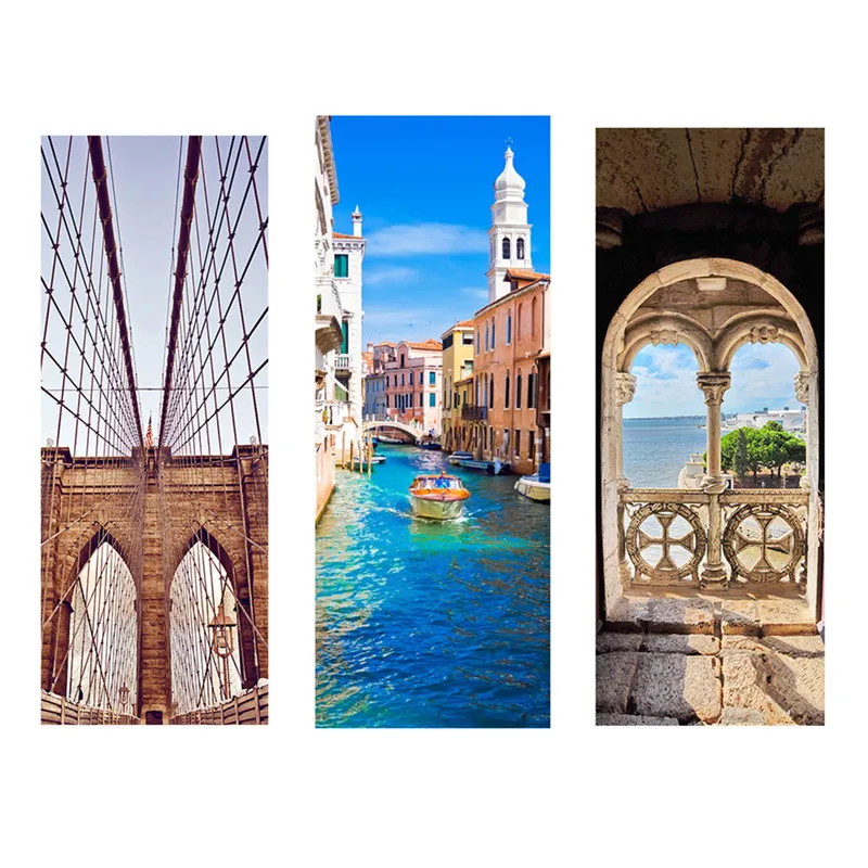 2 قطعة/المجموعة diy 3d ملصقات الباب جميلة تصميم المواد البلاستيكية للماء الأبواب المزخرفة المشارك لغرفة النوم ديكور المنزل 200*77 سنتيمتر