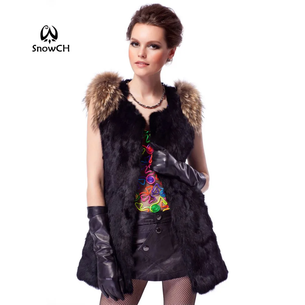 

2018 new natural rabbit fur vest with raccoon shoulder women fur coat winter fur jacket customized big size Free shipping F76