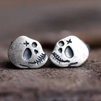 

New Designs Women And Men Genuine 925 Sterling Silver Stud Earring Gothic Skull Earrings Ear Piercing Punk Jewelry Gift