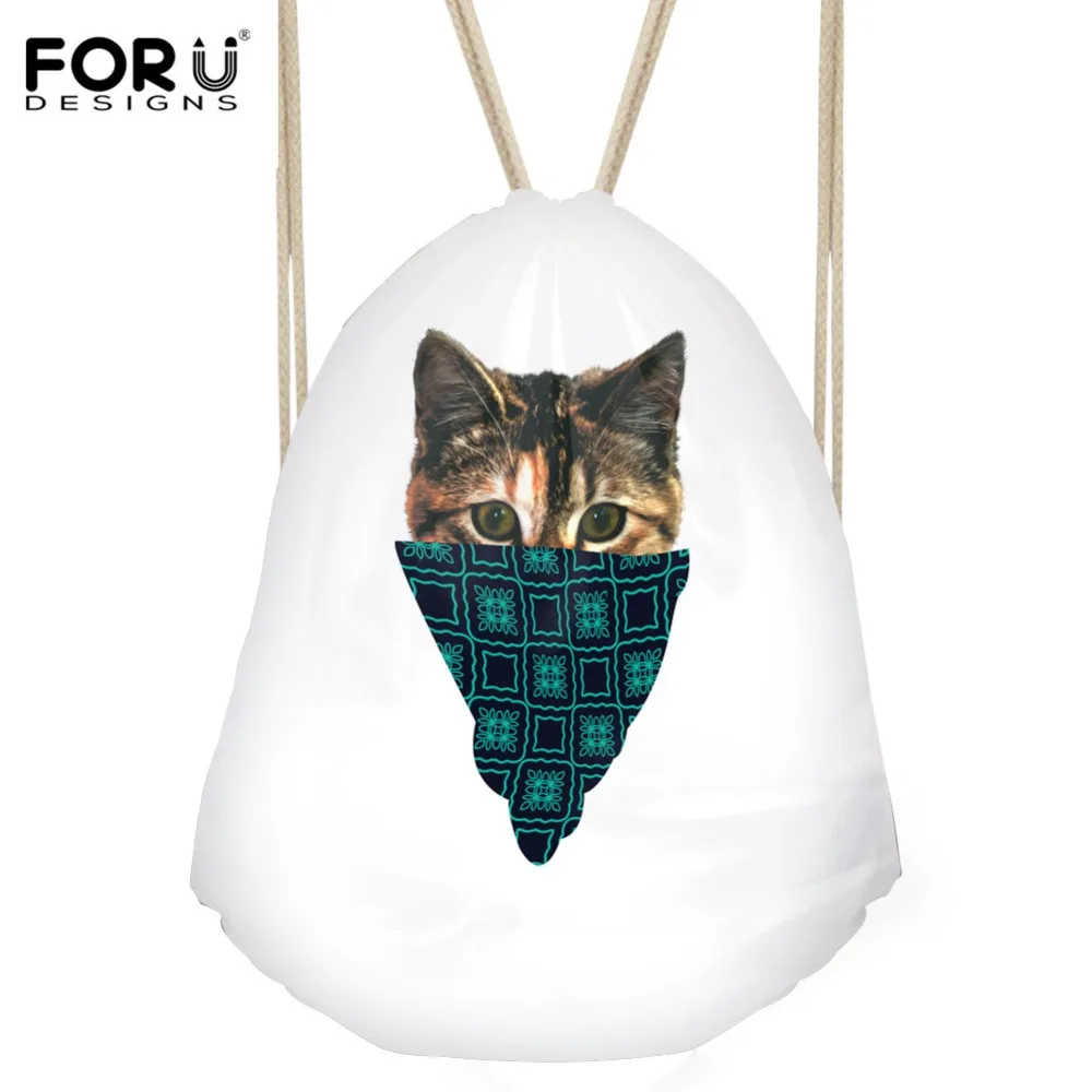 

FORUDESIGNS Cute 3D Cat Print Backpack Student Girl School Backpack Casual Women Rucksack Drawstring Bag for Teenager Customizd
