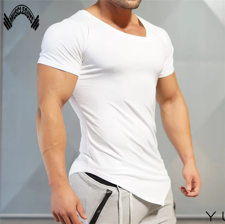Muscleguys Mens T Shirts Muscle Golds Brand font b Fitness b font Bodybuilding Workout Clothes Man