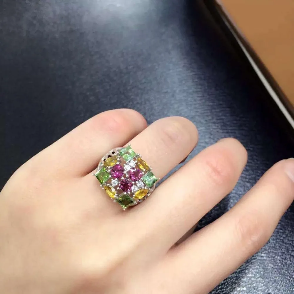 

Anillos Qi Xuan_Trendy Jewelry_Tourmaline Stone Elegant Woman Rings_S925 Solid Sliver Fashion Rings_Manufacturer Directly Sales